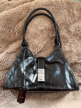 Prada Black Patent Leather Shoulder Bag